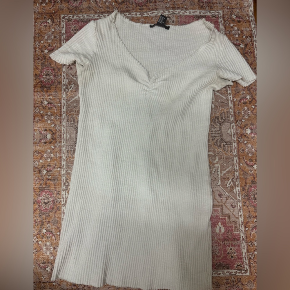 Forever 21 White ribbed mini dress